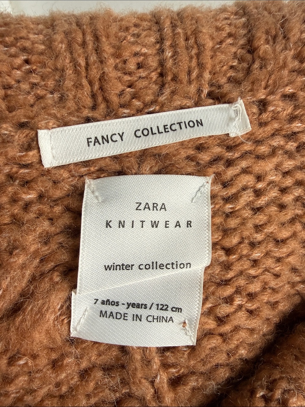 Zara Cable Knit Turtleneck Sweater - Rust Brown - Picture 3 of 4